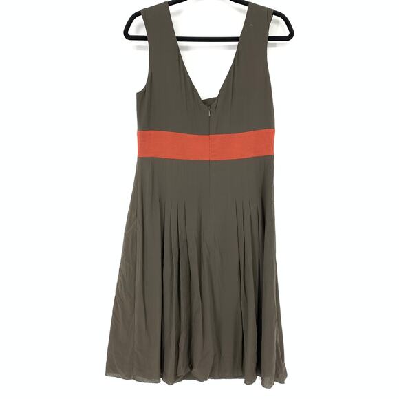 Nicole Miller Dress Women's Sz 10 Silk Fit and Flare Sleeveless Greige Orange - Picture 2 of 6